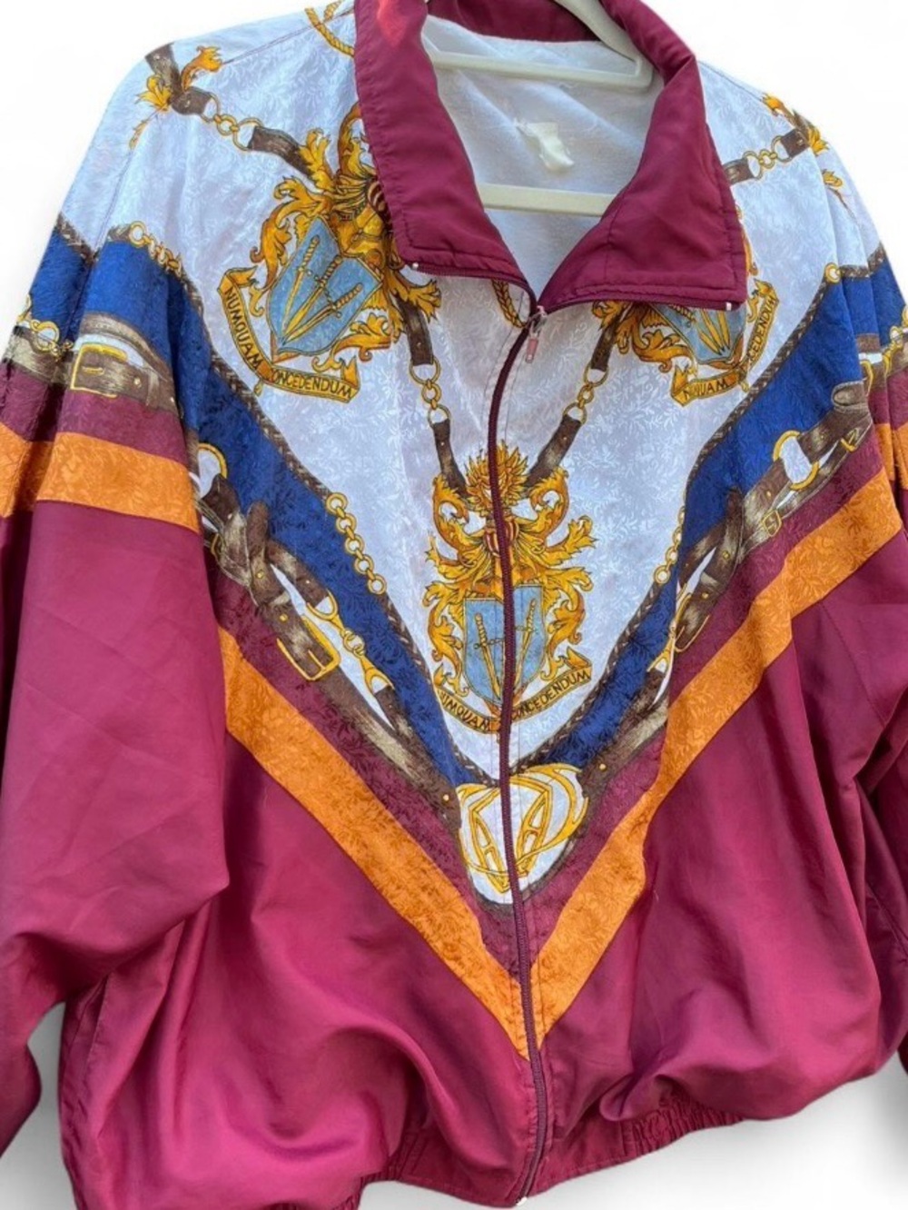 Jantzen Burgundy, Gold & Blue Vintage-Style Bomber Jacket - Picture 3 of 6
